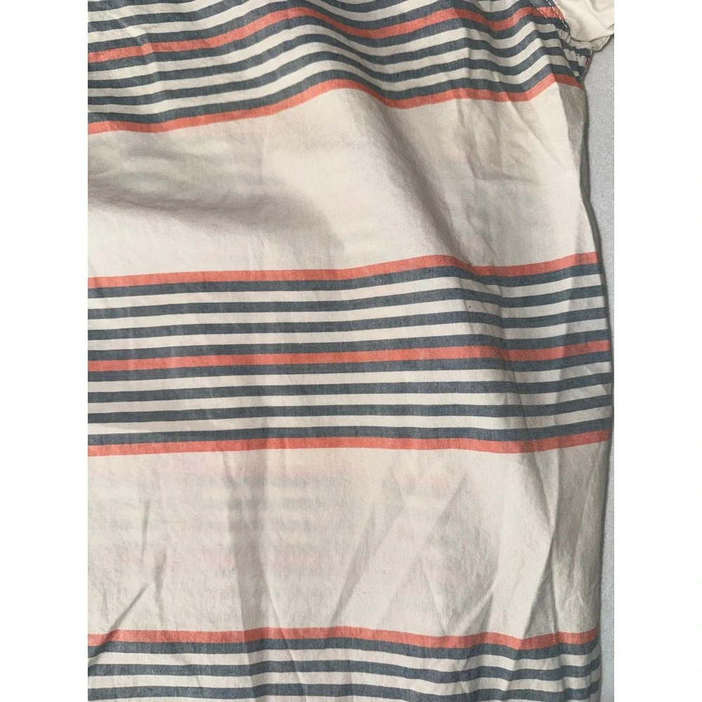 The North Face Button Up Shirt Mens XL White Blue Orange Striped Short Sleeve